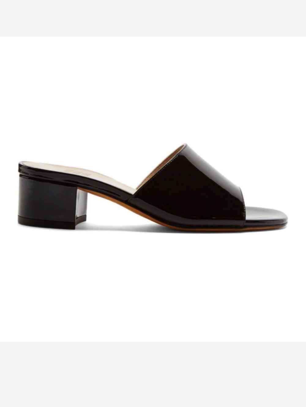 Maryam Nassir Zadeh Agatha Black Patent Leather Mule Heels Size 38.5